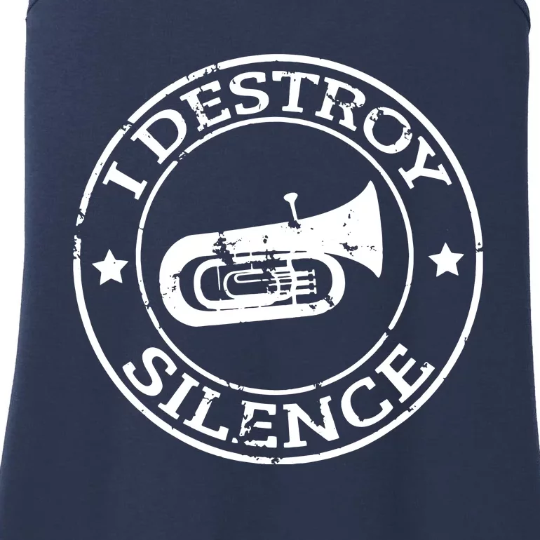 I Destroy Silence Tuba Trumpet Player Brass Marching Band Ladies Essential Tank