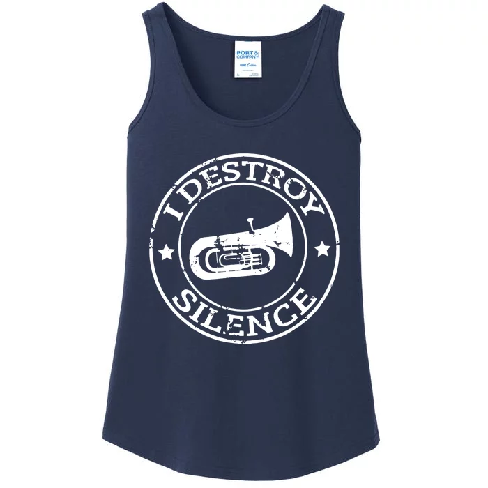 I Destroy Silence Tuba Trumpet Player Brass Marching Band Ladies Essential Tank