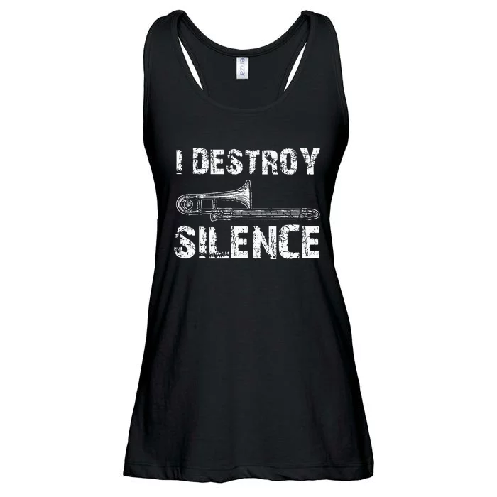 I Destroy Silence Funny Trombone Marching Band Ladies Essential Flowy Tank