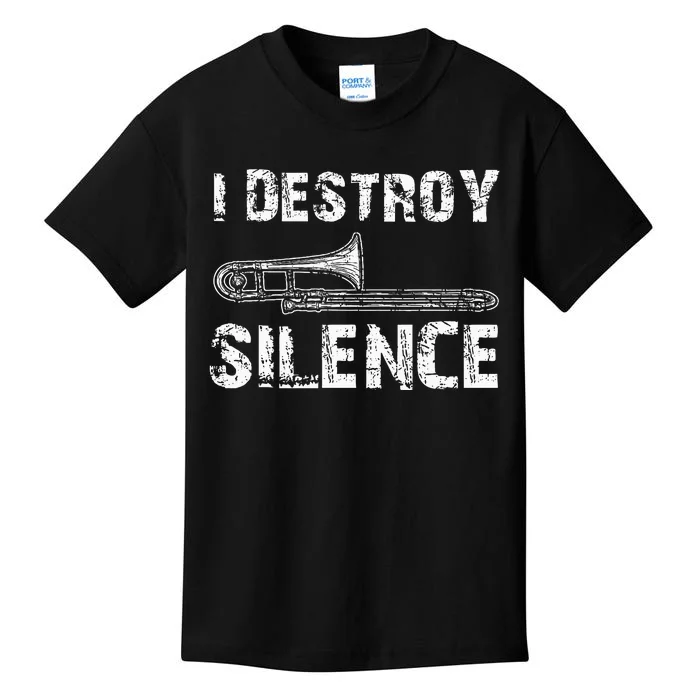 I Destroy Silence Funny Trombone Marching Band Kids T-Shirt