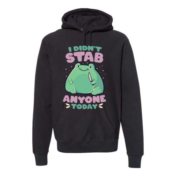 I DIDNT STAB ANYONE TODAY FUNNY CUTE FROG GIFT Premium Hoodie