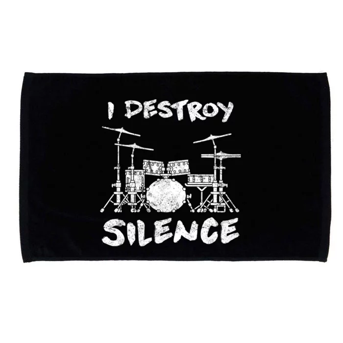 I Destroy Silence Drummer Gift Microfiber Hand Towel