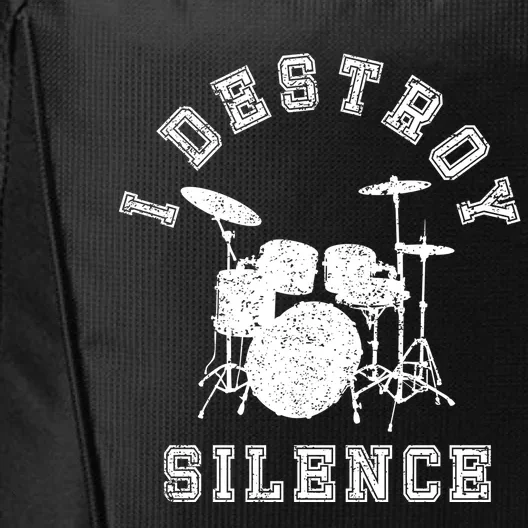 I Destroy Silence Drums Gift Drummer Rock Band Music Fan City Backpack