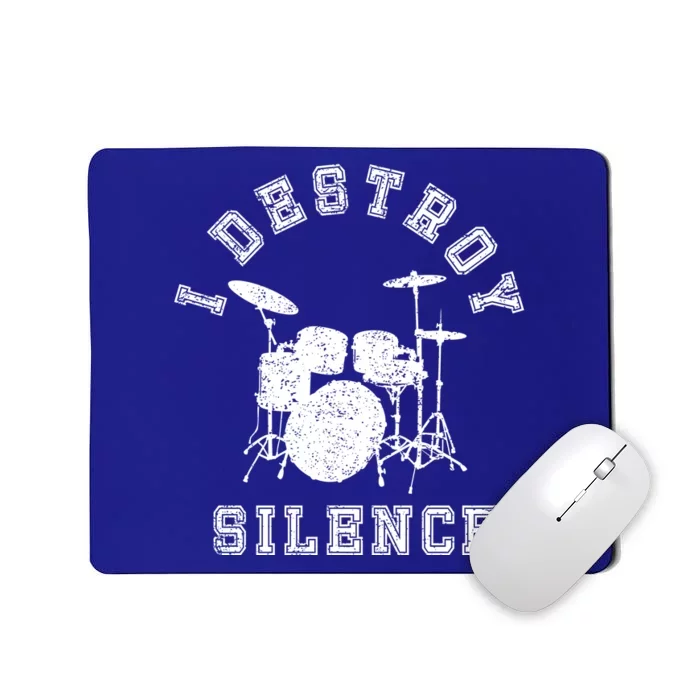 I Destroy Silence Drums Gift Drummer Rock Band Music Fan Mousepad