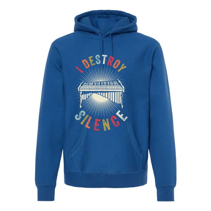 I Destroy Silence Musician Instrut Vintage Marimba Gift Premium Hoodie