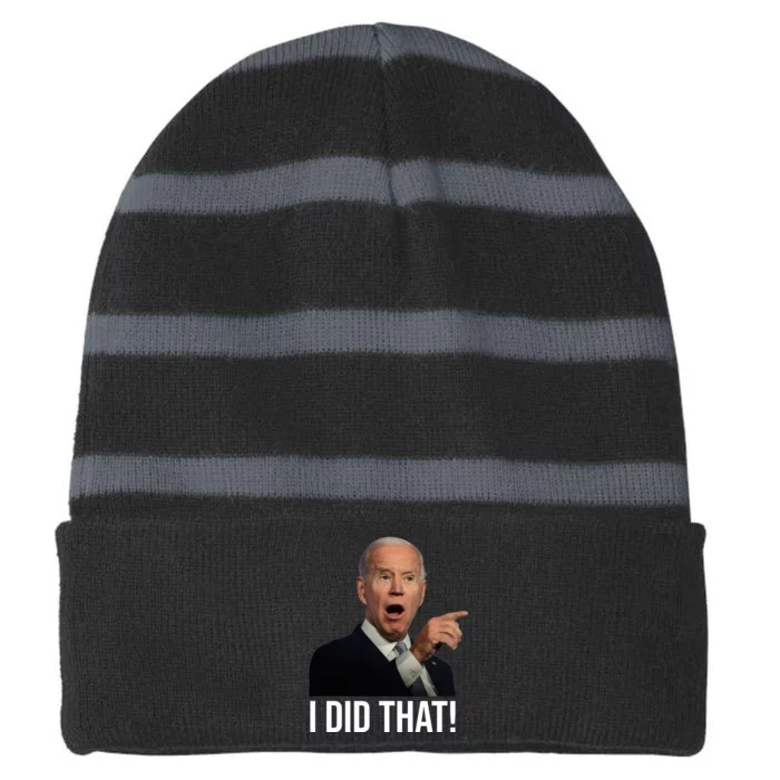 I Did That Funny Joe Biden Striped Beanie with Solid Band