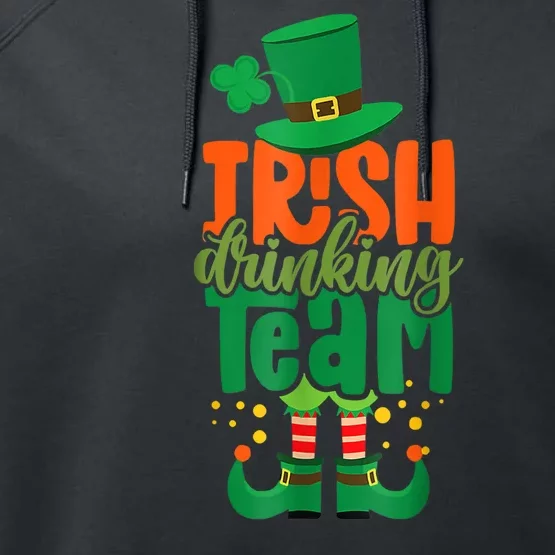 Irish Drinking Team St Patricks Day Funny Leprechaun Beer Performance Fleece Hoodie