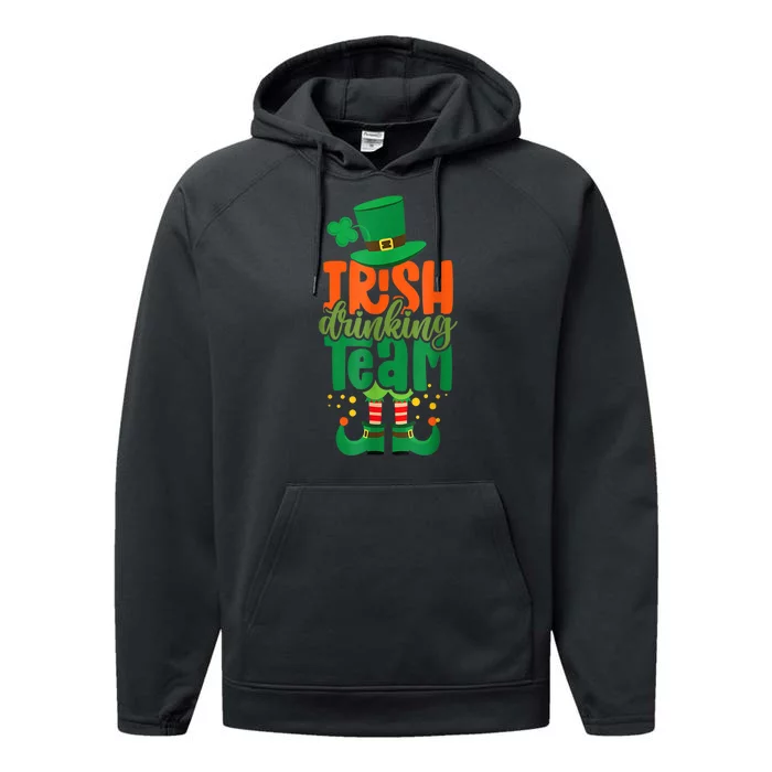 Irish Drinking Team St Patricks Day Funny Leprechaun Beer Performance Fleece Hoodie