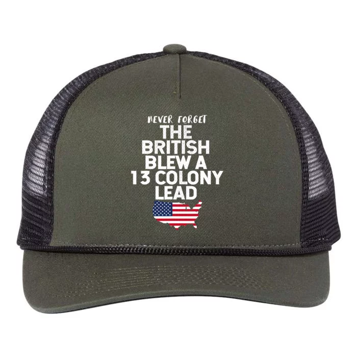 Independence Day The British Blew A Thirteen Colony Lead Funny 4th Of July Retro Rope Trucker Hat Cap