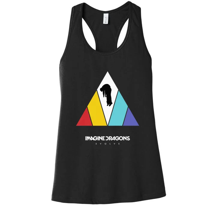 I.M.A.G.I.N.E. D.R.A.G.O.N.S Triangle Logo Red Yellow Mint Purple Women's Racerback Tank