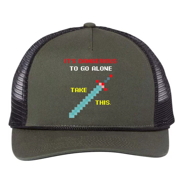 Its Dangerous To Go Alone Funny Gamer Video Game Retro Rope Trucker Hat Cap