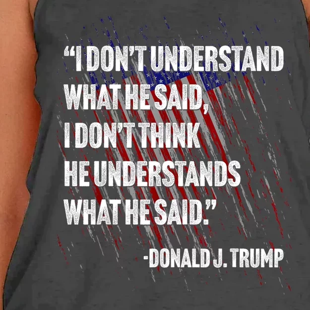 I DonT Understand What He Said Women's Knotted Racerback Tank