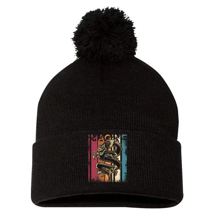 Imagine Dragon Vintage Cool Art Pom Pom 12in Knit Beanie