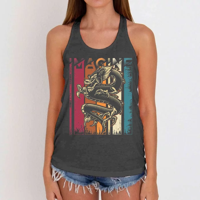 Imagine Dragon Vintage Cool Art Women's Knotted Racerback Tank