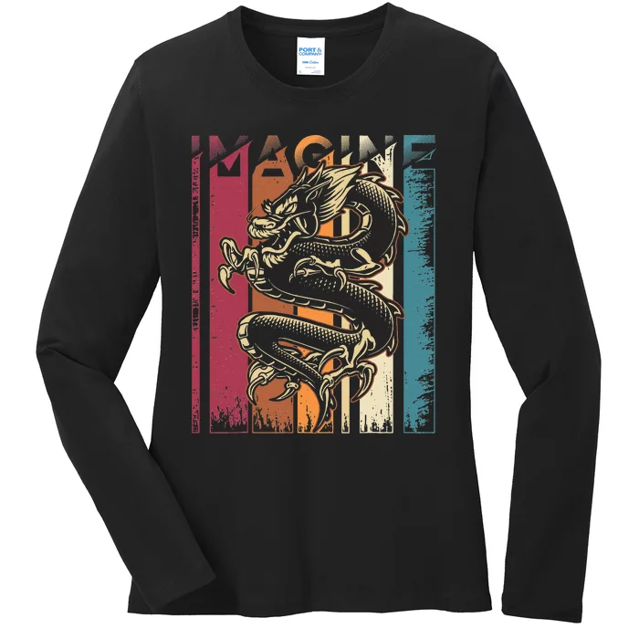 Imagine Dragon Vintage Cool Art Ladies Long Sleeve Shirt