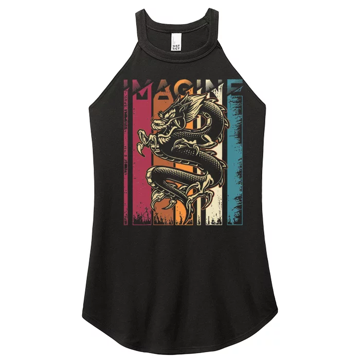 Imagine Dragon Vintage Cool Art Women’s Perfect Tri Rocker Tank