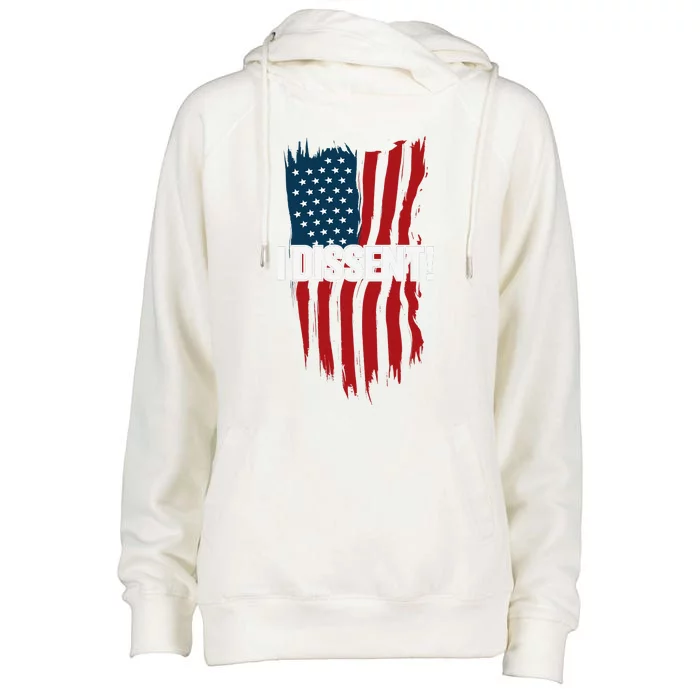 I Dissent! Vote Blue To Save Democracy Fight Facism Flag Womens Funnel Neck Pullover Hood