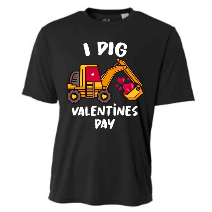 I Dig Valentines Day Excavator Construction Gift Cooling Performance Crew T-Shirt