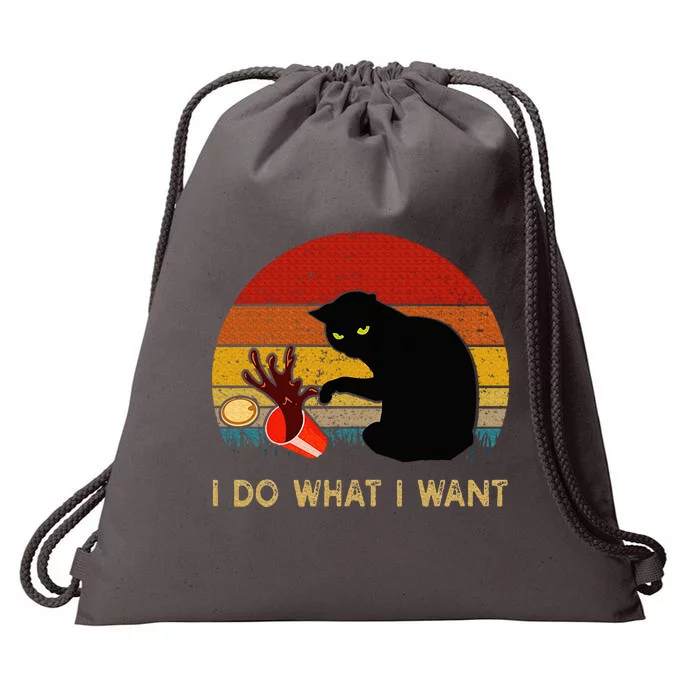 I Do What I Want Funny Black Cat Gifts Drawstring Bag