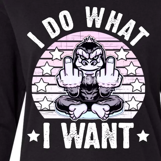 I Do What I Want Funny Monkey Womens Cotton Relaxed Long Sleeve T-Shirt