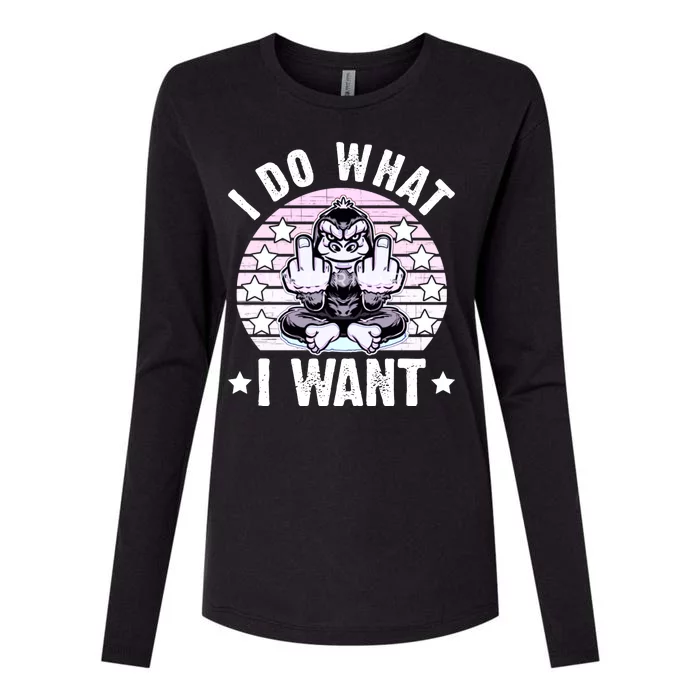 I Do What I Want Funny Monkey Womens Cotton Relaxed Long Sleeve T-Shirt