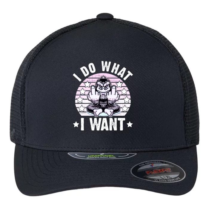 I Do What I Want Funny Monkey Flexfit Unipanel Trucker Cap