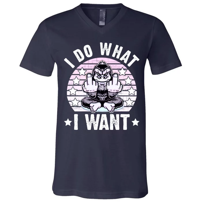 I Do What I Want Funny Monkey V-Neck T-Shirt