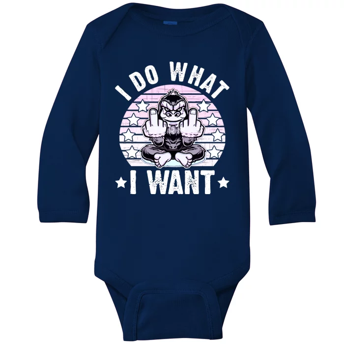 I Do What I Want Funny Monkey Baby Long Sleeve Bodysuit