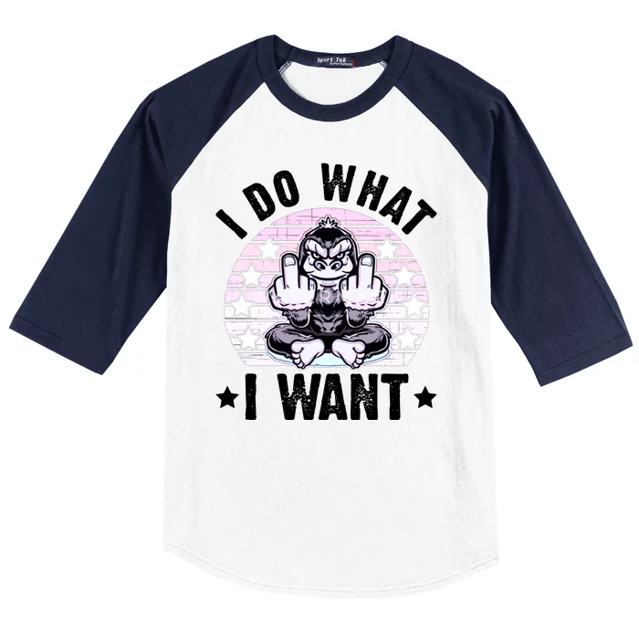 I Do What I Want Funny Monkey Baseball Sleeve Shirt