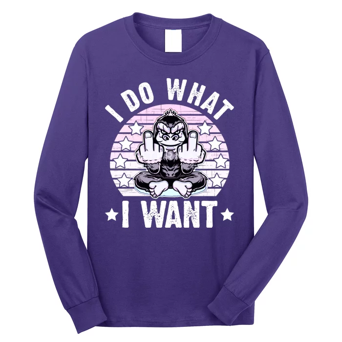 I Do What I Want Funny Monkey Long Sleeve Shirt