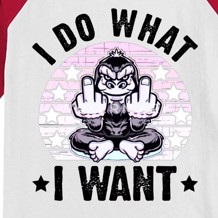 I Do What I Want Funny Monkey Kids Colorblock Raglan Jersey