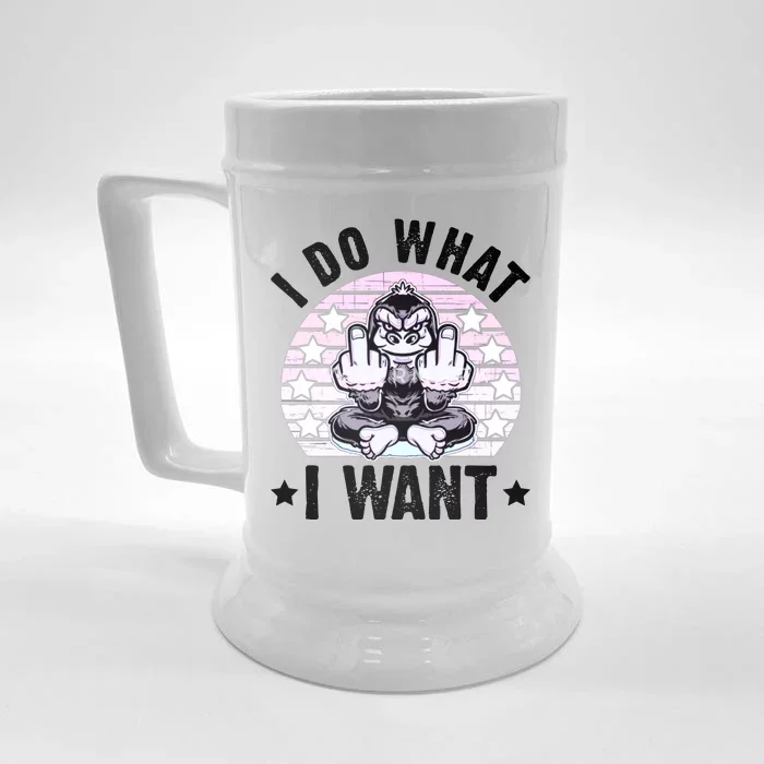 I Do What I Want Funny Monkey Front & Back Beer Stein