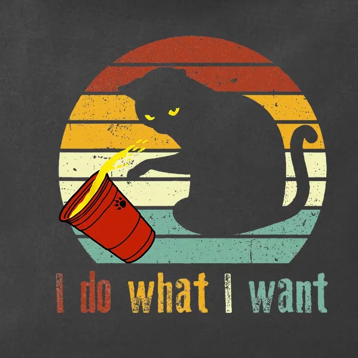 I Do What I Want Cat Coffee Black Cat Red Cup Funny Graphic Zip Tote Bag