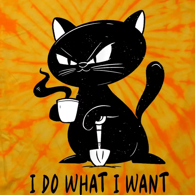 I Do What I Want Funny Black Cat Withe Cup Coffee Gifts Tie-Dye T-Shirt