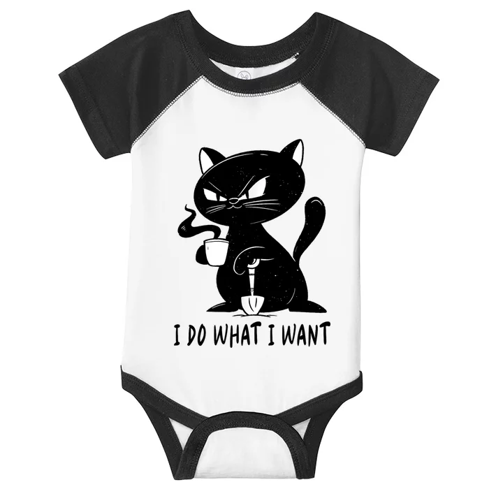 I Do What I Want Funny Black Cat Withe Cup Coffee Gifts Infant Baby Jersey Bodysuit