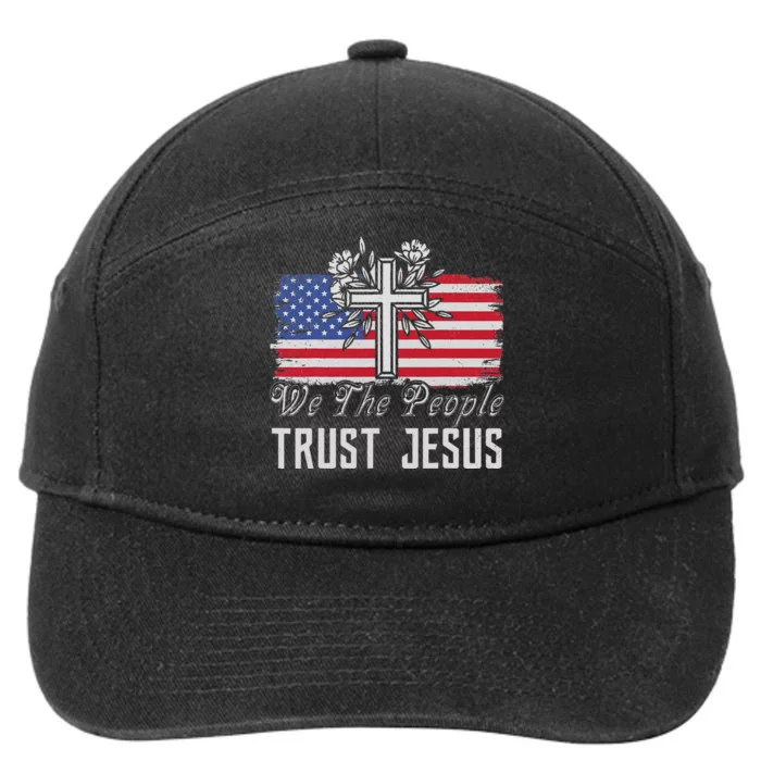 Independence Day We The People Trust Jesus Vintage US Flag 7-Panel Snapback Hat