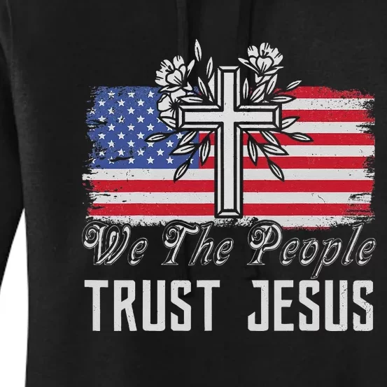 Independence Day We The People Trust Jesus Vintage US Flag Women's Pullover Hoodie