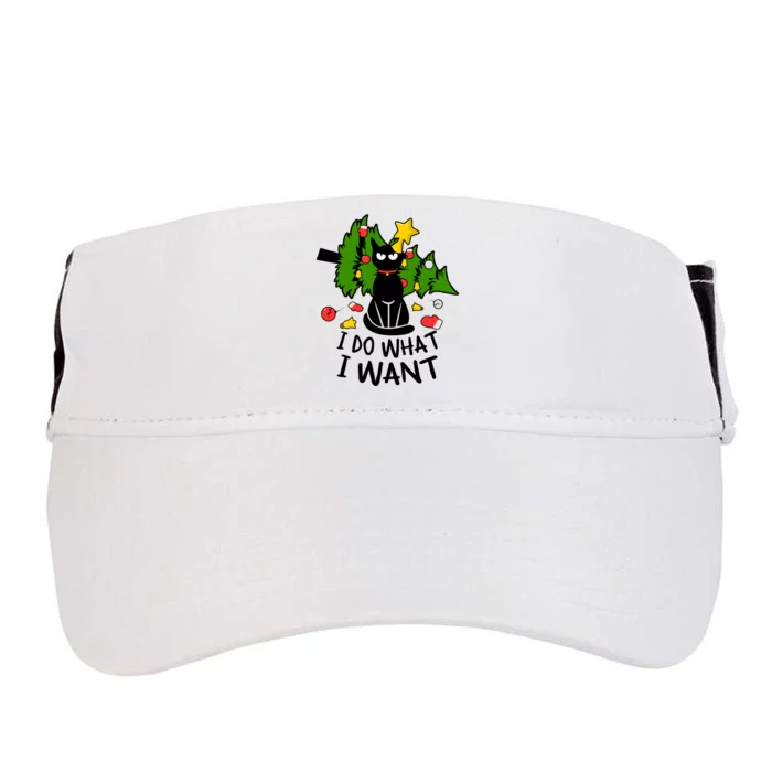 I Do What I Want Cat Christmas Tree Funny Black Cat Graphic Funny Gift Adult Drive Performance Visor