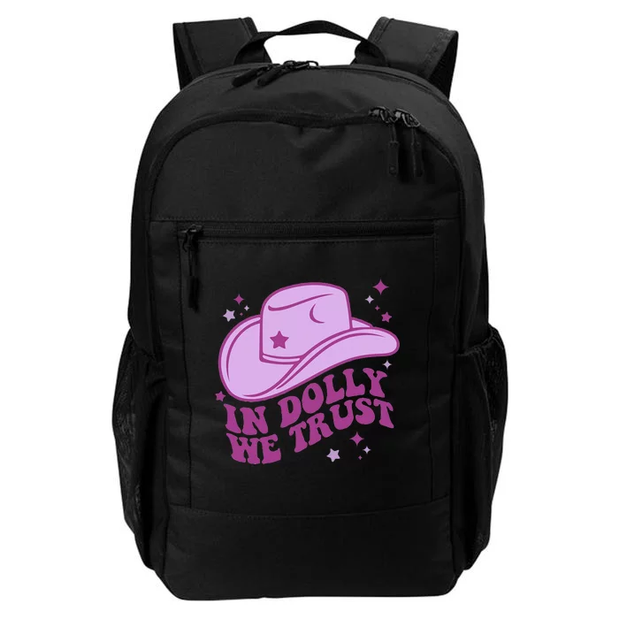 In Dolly We Trust Pink Hat Western Groovy Daily Commute Backpack