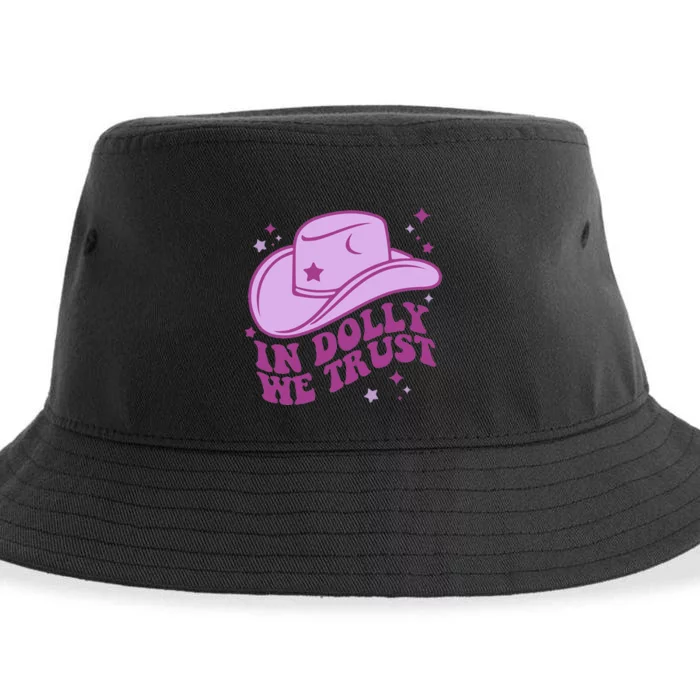 In Dolly We Trust Pink Hat Western Groovy Sustainable Bucket Hat