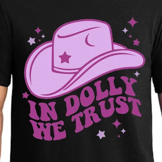 In Dolly We Trust Pink Hat Western Groovy Pajama Set