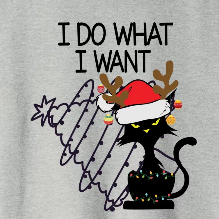 I Do What I Want Christmas Tree Cat Cool Gift Women's Crop Top Tee