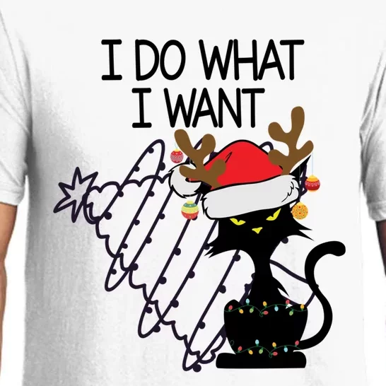 I Do What I Want Christmas Tree Cat Cool Gift Pajama Set