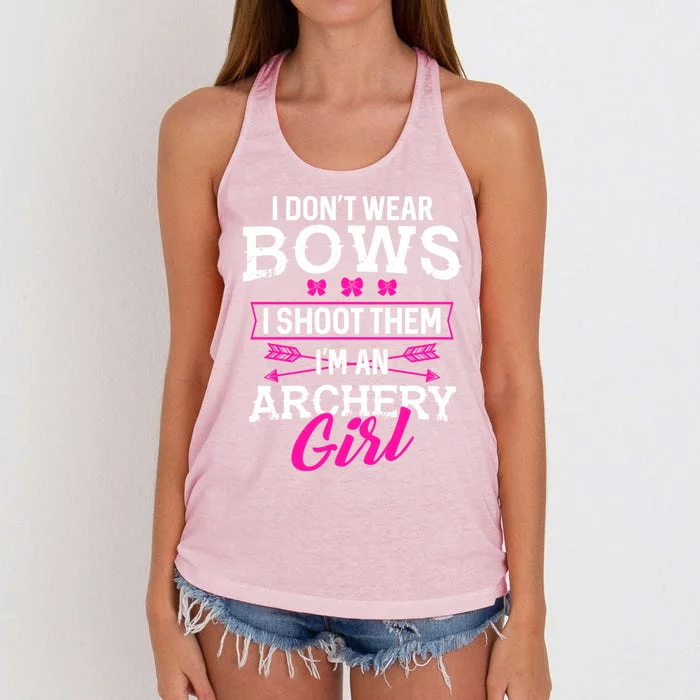 I Dont Wear Bows I Shoot Them Im An Archery Funny Great Gift Women's Knotted Racerback Tank