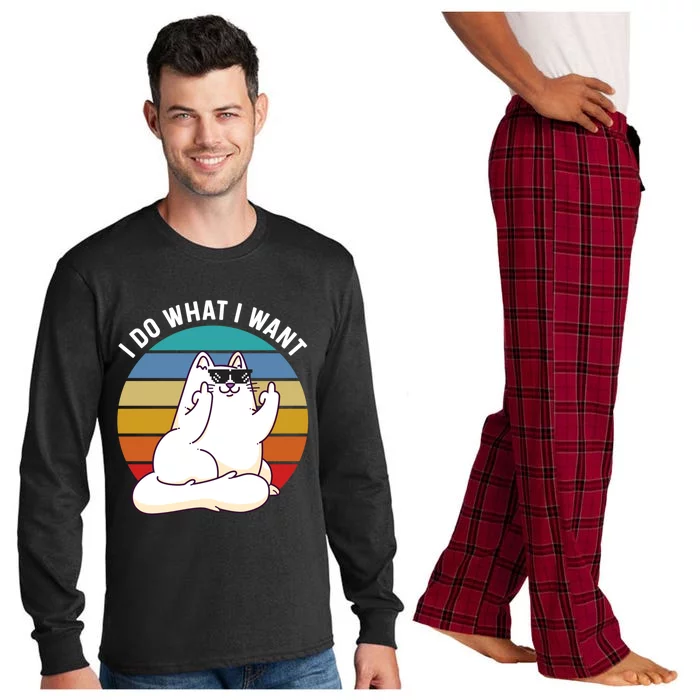 I Do What I Want Funny Cat Attitude Cat Lover Long Sleeve Pajama Set