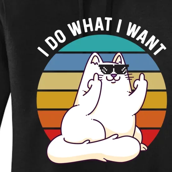 I Do What I Want Funny Cat Attitude Cat Lover Women's Pullover Hoodie