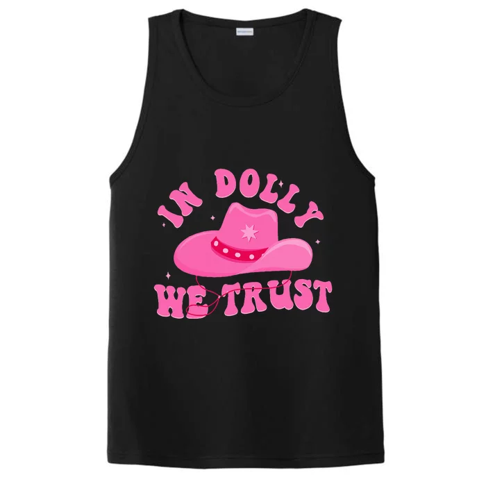 In D.O.L.L.Y We Trust Pink Hat Performance Tank