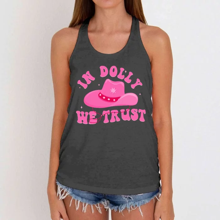 In D.O.L.L.Y We Trust Pink Hat Women's Knotted Racerback Tank