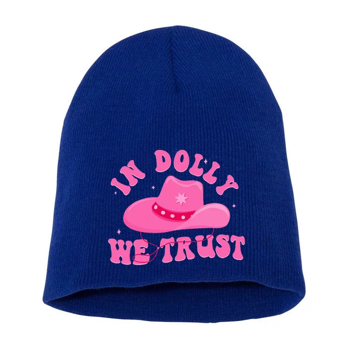 In D.O.L.L.Y We Trust Pink Hat Short Acrylic Beanie