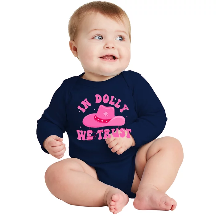 In D.O.L.L.Y We Trust Pink Hat Baby Long Sleeve Bodysuit